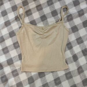 Cream Ribbed Camisole Top